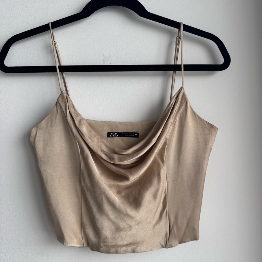 Corset satin gold  Zara Cowl Neck  small